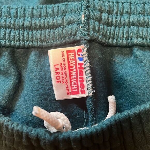 Vintage 80s/90s Hanes heavyweights Teal Blank Sweatsuit Pants Large, Raglan Swea - Picture 7 of 7